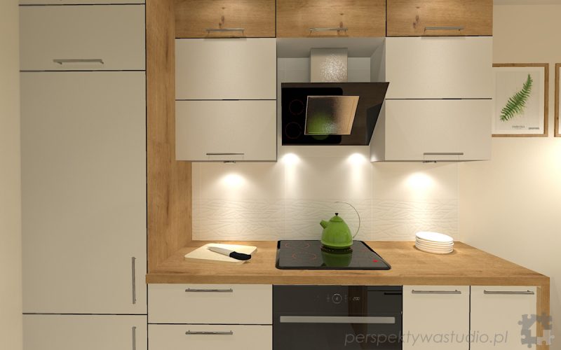 projekt kuchni projektowanie wnetrz lublin perspektywa studio kuchnia mala 7m2 z mijscem do jedzenia tv w kuchni Kwiat paproci 5