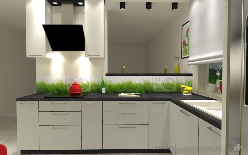 projekt kuchni projektowanie wnetrz lublin perspektywa studio kuchnia nowoczesna lodowka side by side barek wysoki piekarnik Makowa panienka 3