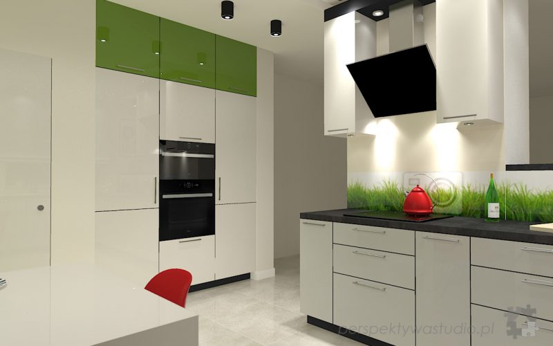 projekt kuchni projektowanie wnetrz lublin perspektywa studio kuchnia nowoczesna lodowka side by side barek wysoki piekarnik Makowa panienka 4