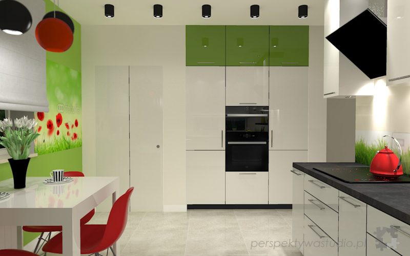 projekt kuchni projektowanie wnetrz lublin perspektywa studio kuchnia nowoczesna lodowka side by side barek wysoki piekarnik Makowa panienka 5