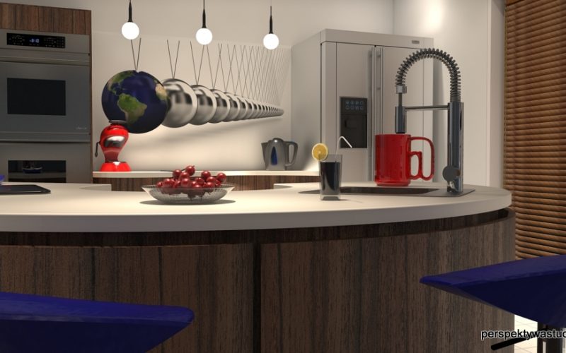 projekt kuchni projektowanie wnetrz lublin perspektywa studio kuchnia nowoczesna wyspa fronty giete Kuchnia Newtona 2
