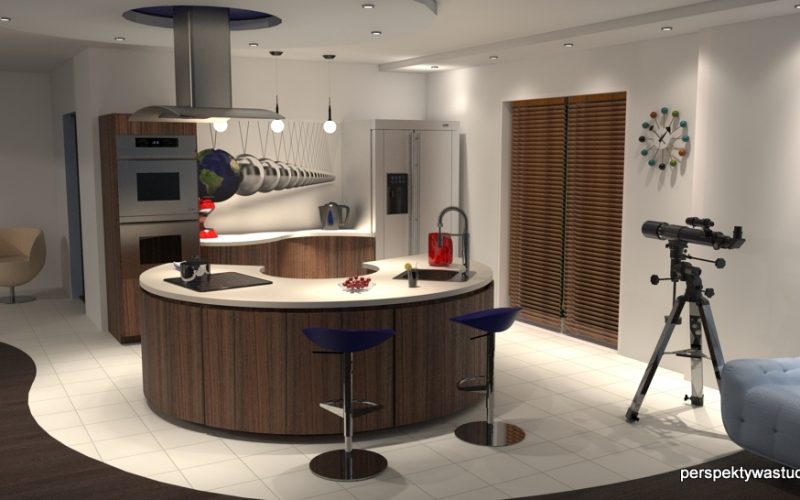 projekt kuchni projektowanie wnetrz lublin perspektywa studio kuchnia nowoczesna wyspa fronty giete Kuchnia Newtona 4