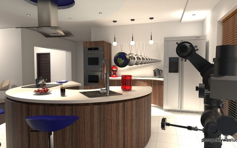 projekt kuchni projektowanie wnetrz lublin perspektywa studio kuchnia nowoczesna wyspa fronty giete Kuchnia Newtona 5
