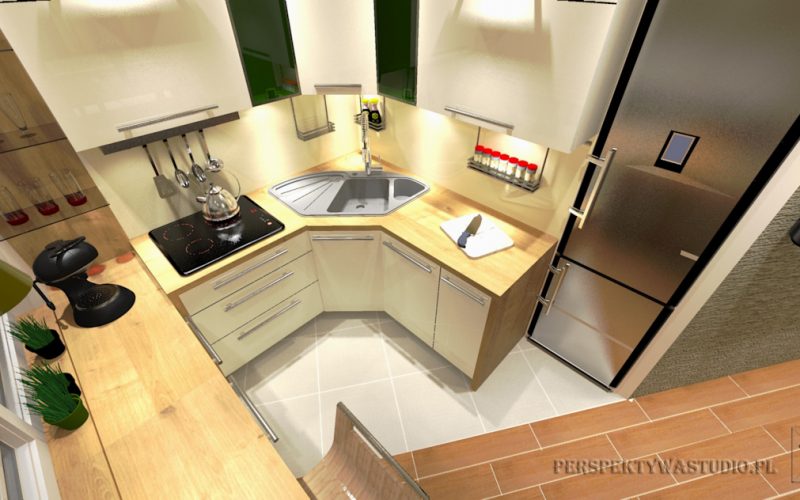 projekt kuchni projektowanie wnetrz lublin perspektywa studio kuchnia nowoczesna z jadalnia okno zlewozmywak narozny Mglisty las 2