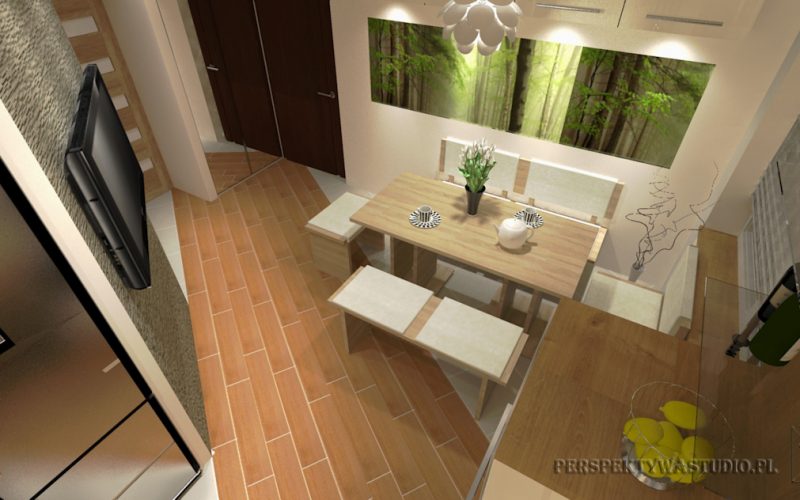 projekt kuchni projektowanie wnetrz lublin perspektywa studio kuchnia nowoczesna z jadalnia okno zlewozmywak narozny Mglisty las 7