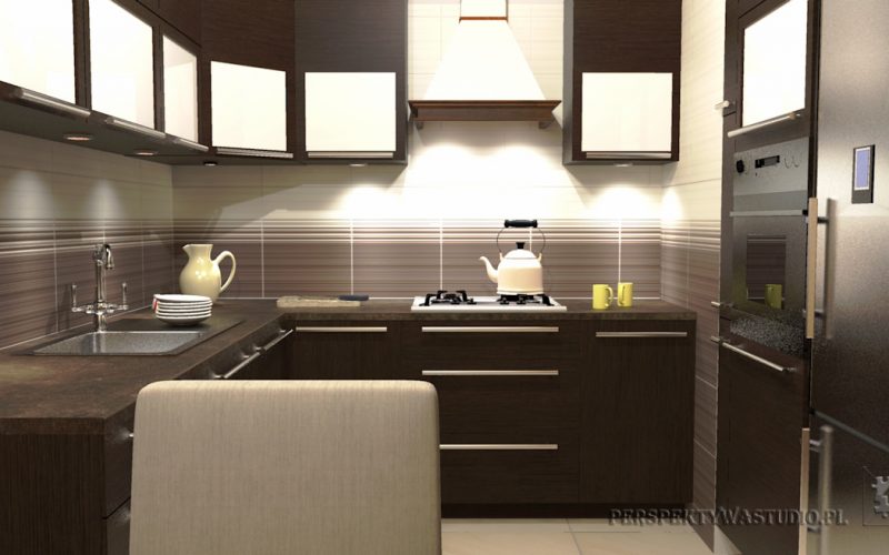 projekt kuchni projektowanie wnetrz lublin perspektywa studio kuchnia tradycyjna fronty drewniane Czekolada 96 2