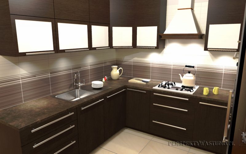 projekt kuchni projektowanie wnetrz lublin perspektywa studio kuchnia tradycyjna fronty drewniane Czekolada 96 3