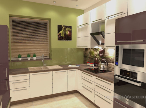 projekt kuchni salonu projektowanie wnetrz lublin perspektywa studio kuchnia nowoczesna modern fronty lakierowane salon jadalnia incana kominek narozny Baklazan 8