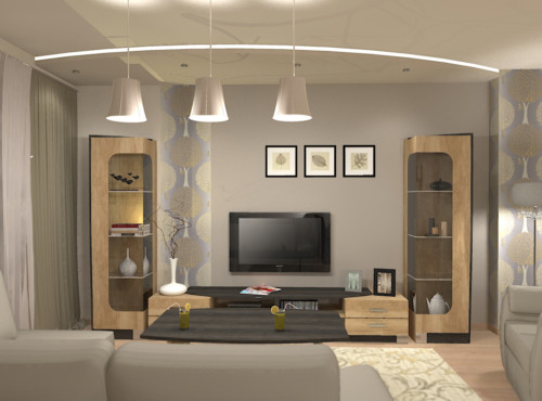 projekt kuchni salonu projektowanie wnetrz lublin perspektywa studio kuchnia z salonem styl klasyczny sufity podwieszane luki tasy led Pod kasztanami 4