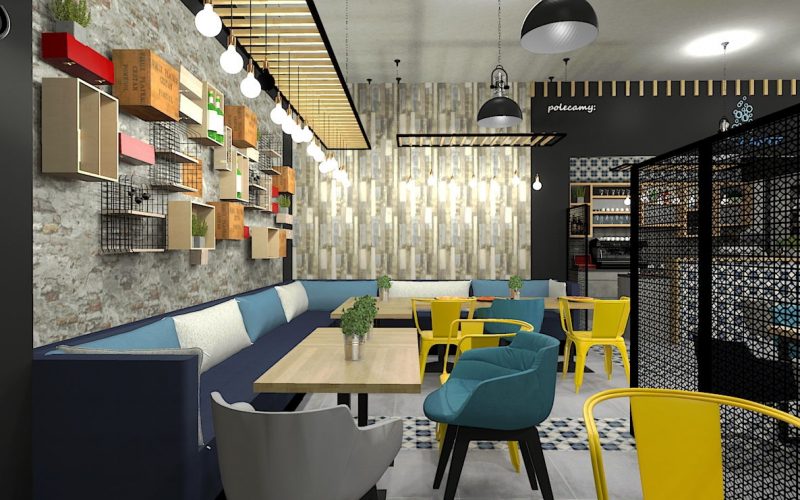 projektant wnętrz Lublin wnętrza komercyjne Frizzante restauracja bistro wersja wieczorowa 10