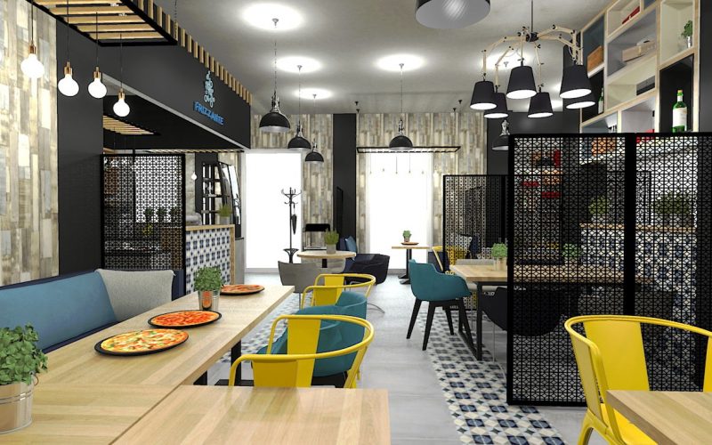projektant wnętrz Lublin wnętrza komercyjne Frizzante restauracja bistro wersja wieczorowa 11