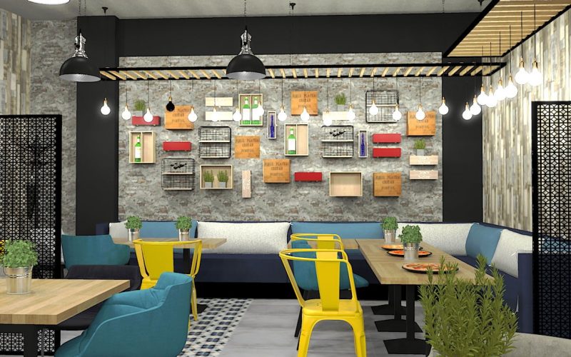projektant wnętrz Lublin wnętrza komercyjne Frizzante restauracja bistro wersja wieczorowa 12