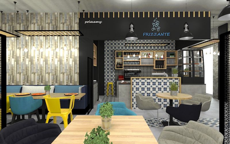 projektant wnętrz Lublin wnętrza komercyjne Frizzante restauracja bistro wersja wieczorowa 17