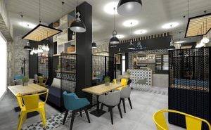 projektant wnętrz Lublin wnętrza komercyjne Frizzante restauracja bistro wersja wieczorowa 21