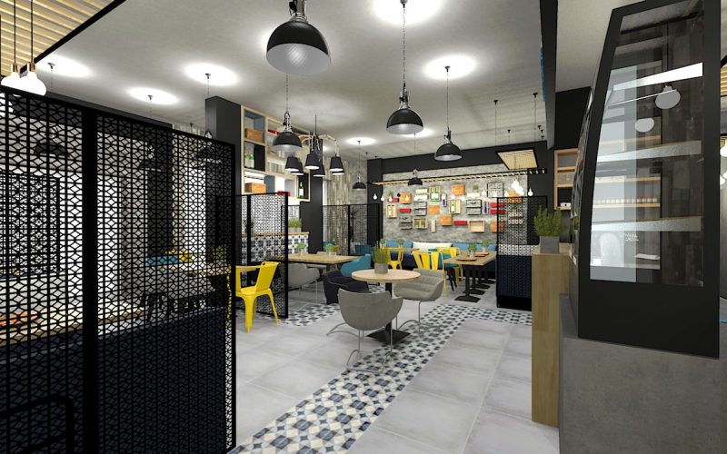 projektant wnętrz Lublin wnętrza komercyjne Frizzante restauracja bistro wersja wieczorowa 22