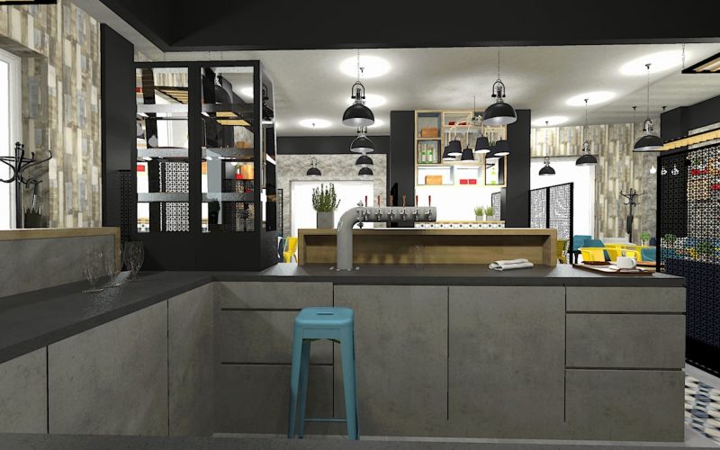 projektant wnętrz Lublin wnętrza komercyjne Frizzante restauracja bistro wersja wieczorowa 8