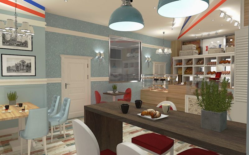 projektant wnętrz Lublin wnętrza komercyjne La Lumiere piekarnia francuska Lazurowe wybrzeże 1
