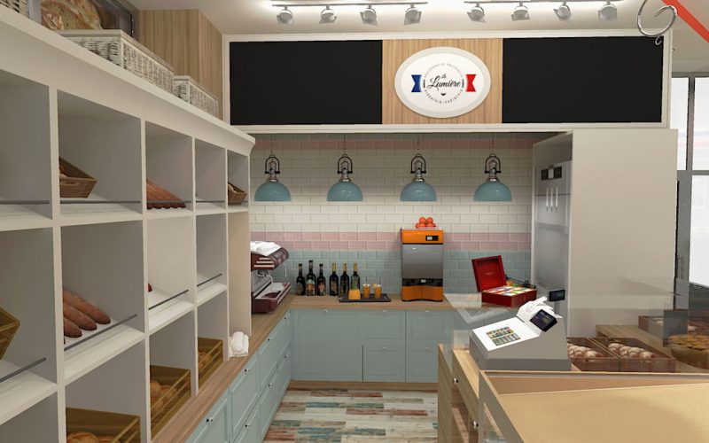 projektant wnętrz Lublin wnętrza komercyjne La Lumiere piekarnia francuska Lazurowe wybrzeże 3