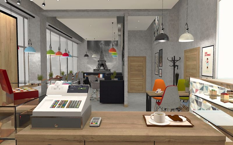 projektant wnętrz Lublin wnętrza komercyjne La Lumiere piekarnia francuska Wieża Eiflla 1