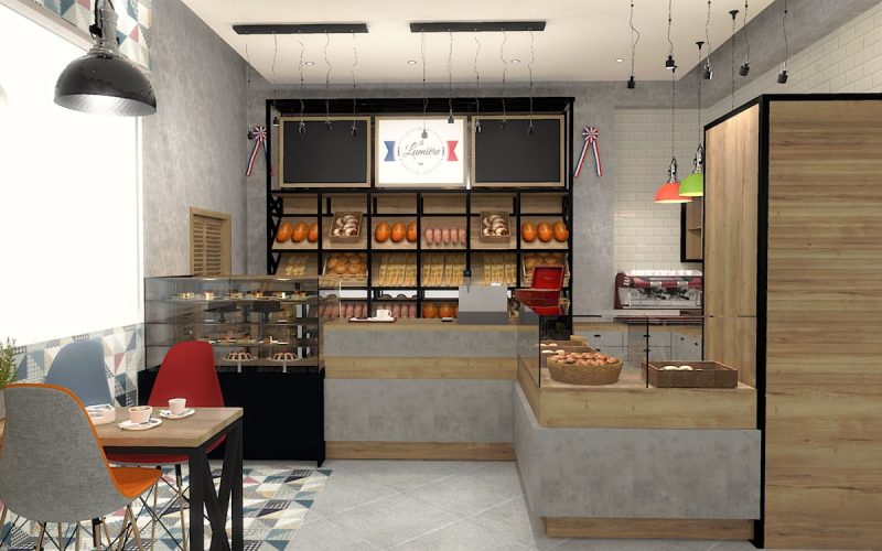 projektant wnętrz Lublin wnętrza komercyjne La Lumiere piekarnia francuska Wieża Eiflla 12
