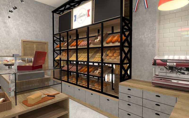 projektant wnętrz Lublin wnętrza komercyjne La Lumiere piekarnia francuska Wieża Eiflla 13
