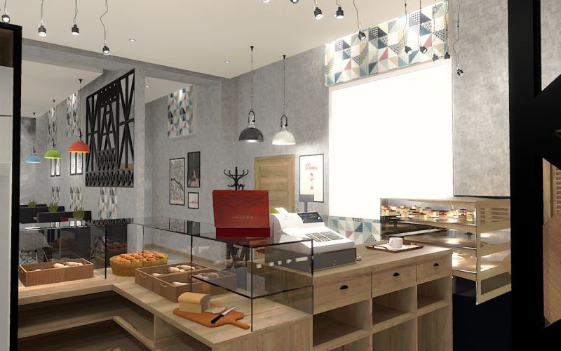 projektant wnętrz Lublin wnętrza komercyjne La Lumiere piekarnia francuska Wieża Eiflla 14
