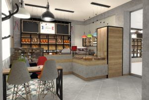 projektant wnętrz Lublin wnętrza komercyjne La Lumiere piekarnia francuska Wieża Eiflla 3