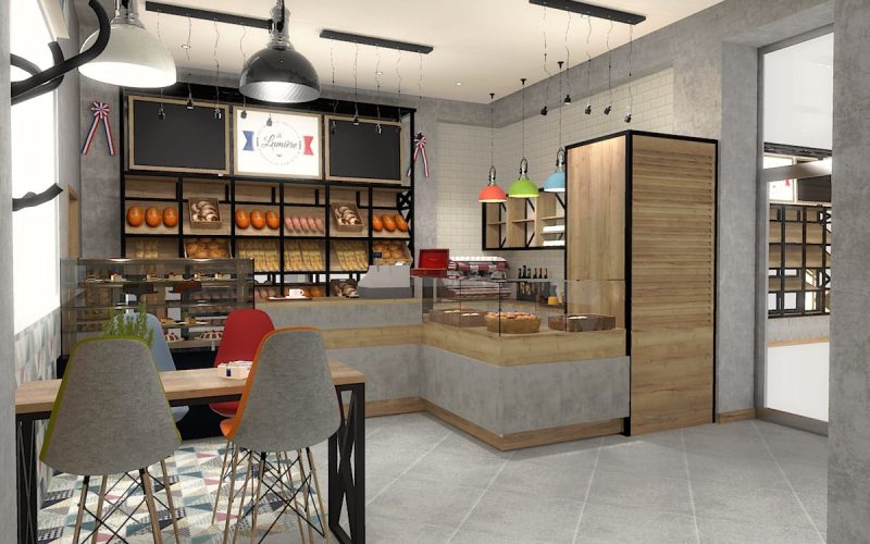 projektant wnętrz Lublin wnętrza komercyjne La Lumiere piekarnia francuska Wieża Eiflla 3