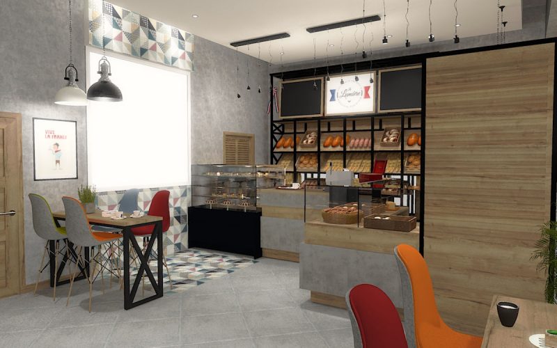 projektant wnętrz Lublin wnętrza komercyjne La Lumiere piekarnia francuska Wieża Eiflla 7