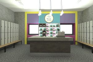 projektant wnętrz Lublin wnętrza komercyjne Wrotkomania skate park Fuksja 10