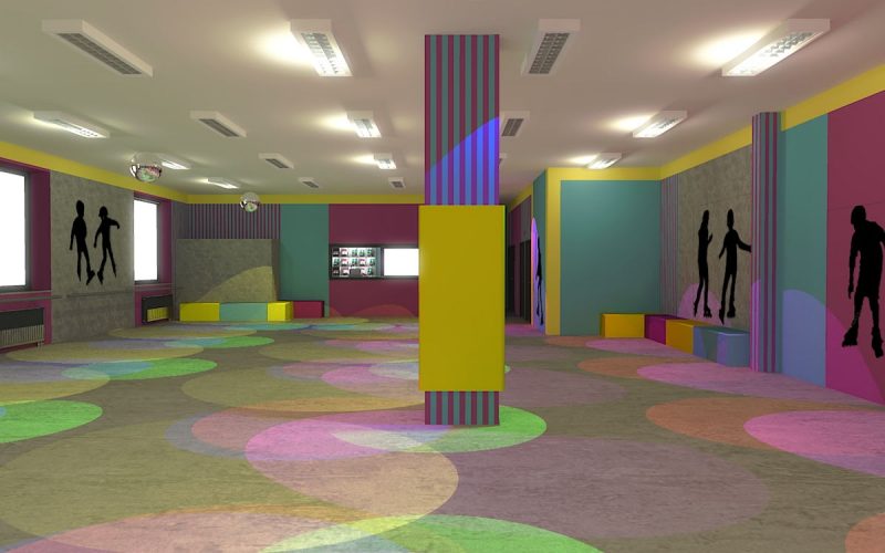 projektant wnętrz Lublin wnętrza komercyjne Wrotkomania skate park Fuksja 14