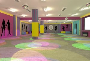 projektant wnętrz Lublin wnętrza komercyjne Wrotkomania skate park Fuksja 16