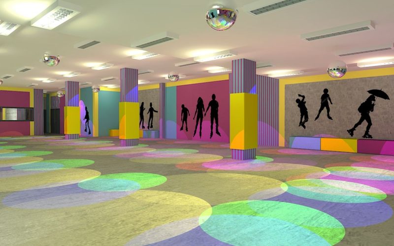 projektant wnętrz Lublin wnętrza komercyjne Wrotkomania skate park Fuksja 17