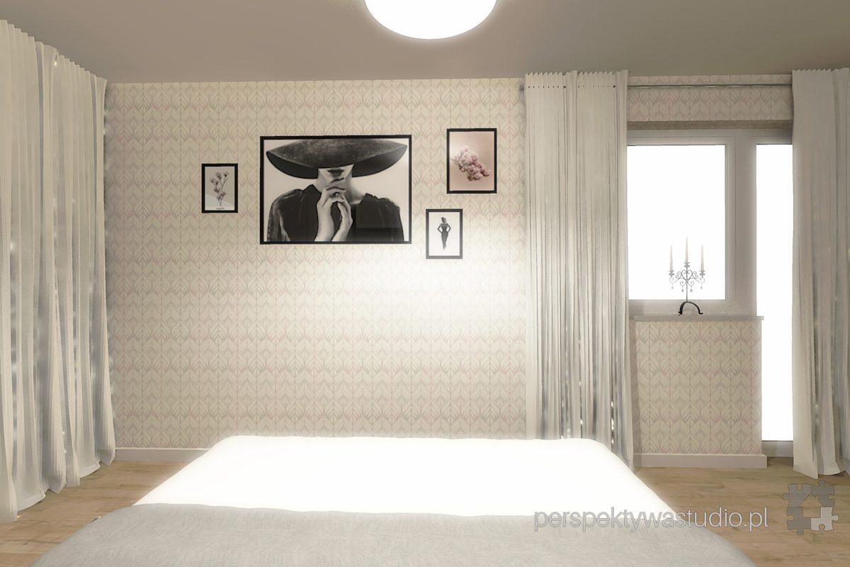projektowanie wnętrz lublin projekt sypialni lublin szarość róż beż tapeta wzory meble ikea 6