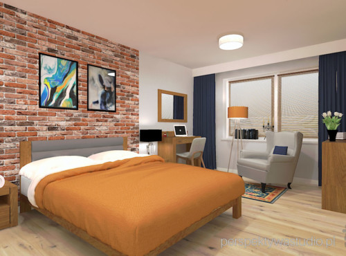 projektant wnętrz lublin perspektywa studio projekt sypialnia w kamienicy czerwona cegła 4