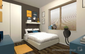 projektowanie wnetrz lublin Perspektywa Studio projekt pokoju nastolatka Ikea pomarancz 6