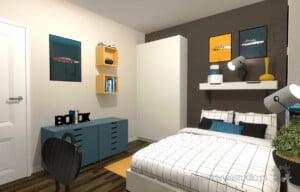 projektowanie wnetrz lublin Perspektywa Studio projekt pokoju nastolatka Ikea pomarancz 7