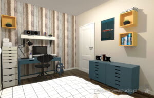 projektowanie wnetrz lublin Perspektywa Studio projekt pokoju nastolatka Ikea pomarancz 8