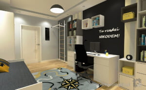 projektowanie wnetrz lublin Perspektywa Studio projekt pokoju nastolatka szaro zolty mapa 3