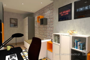 projektowanie wnetrz lublin Perspektywa Studio projekt pokoju nastolatka tpeta cegla ikea eket 5