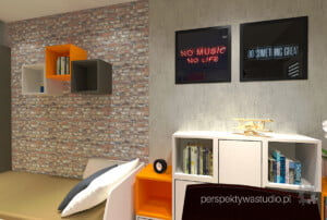 projektowanie wnetrz lublin Perspektywa Studio projekt pokoju nastolatka tpeta cegla ikea eket 6