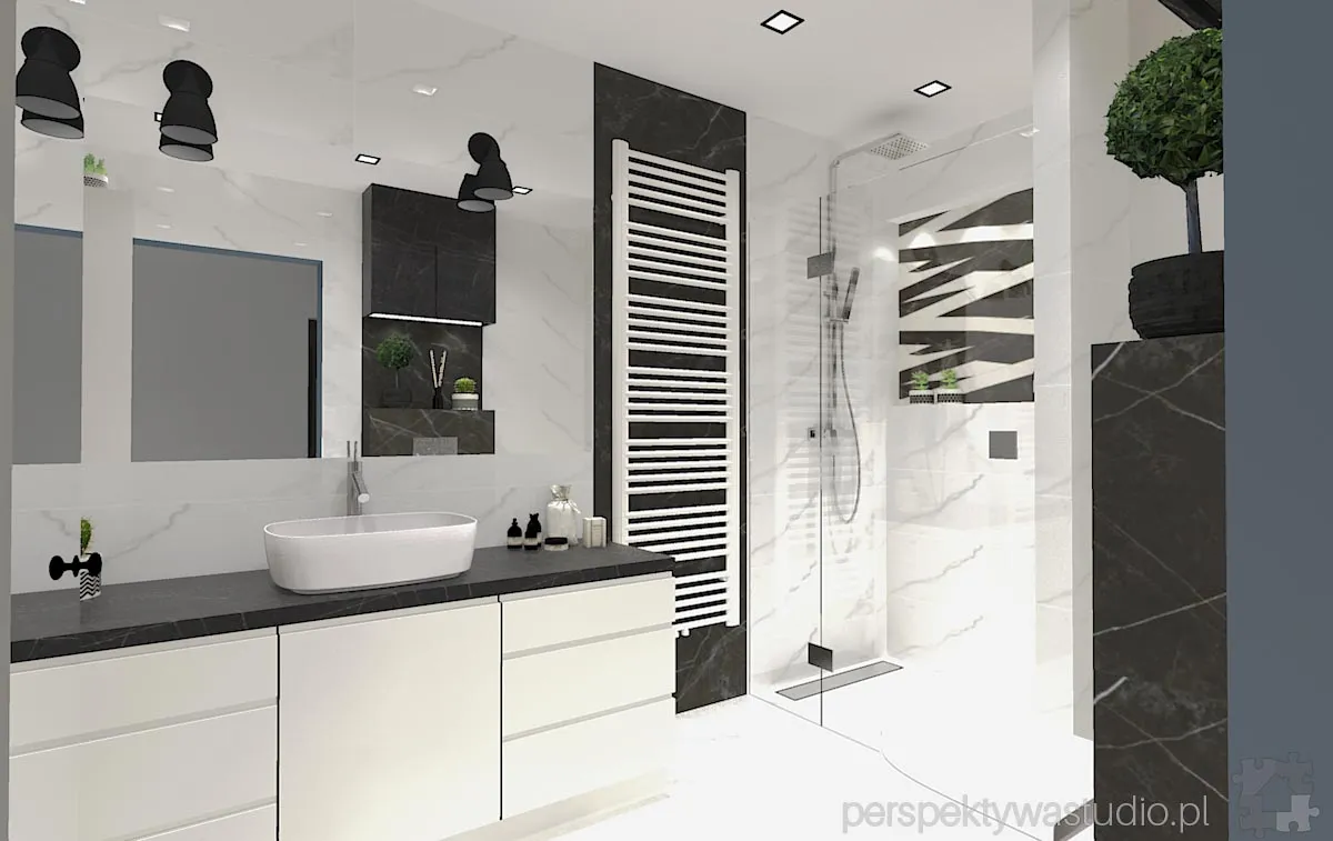 projektant wnetrz Lublin perspektywastudio.pl projekt lazienki arkit  tasos black 2