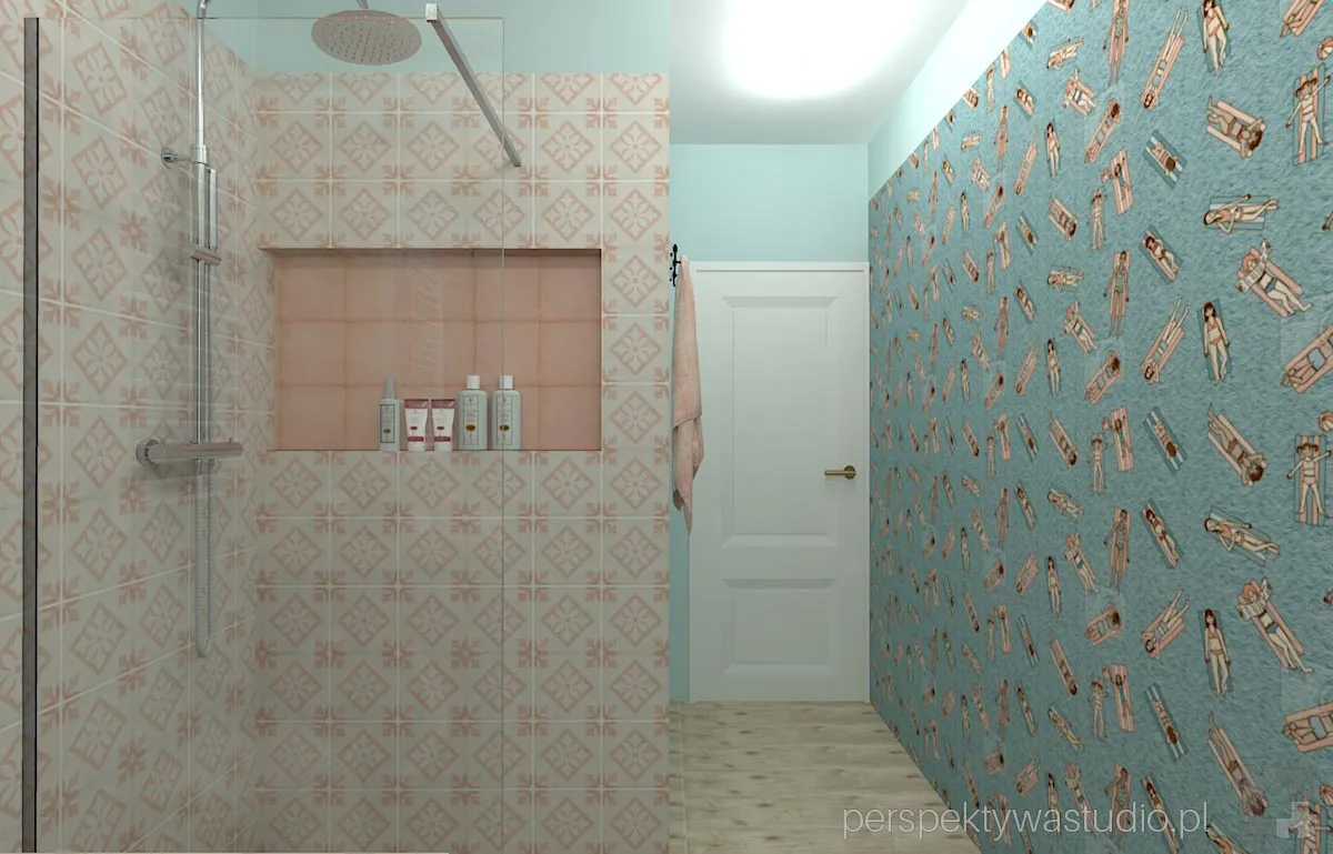 projektant wnetrz Lublin perspektywastudio.pl projekt lazienki art nouveau pink 1