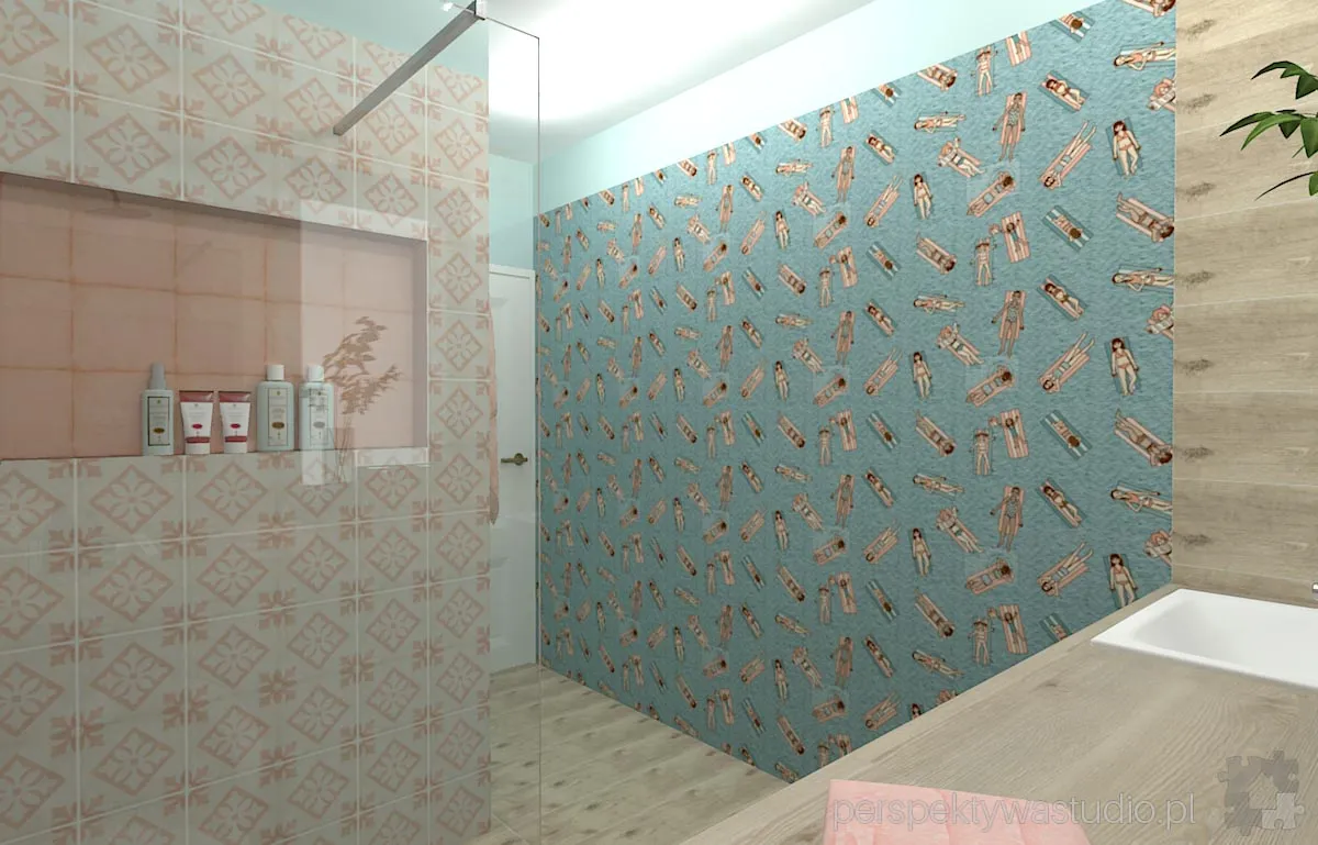 projektant wnetrz Lublin perspektywastudio.pl projekt lazienki art nouveau pink 3