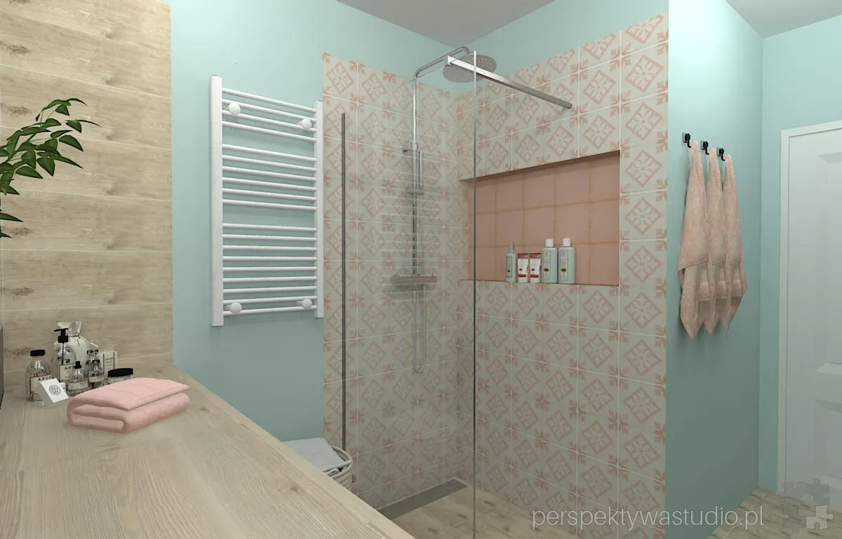projektant wnetrz Lublin perspektywastudio.pl projekt lazienki art nouveau pink 5