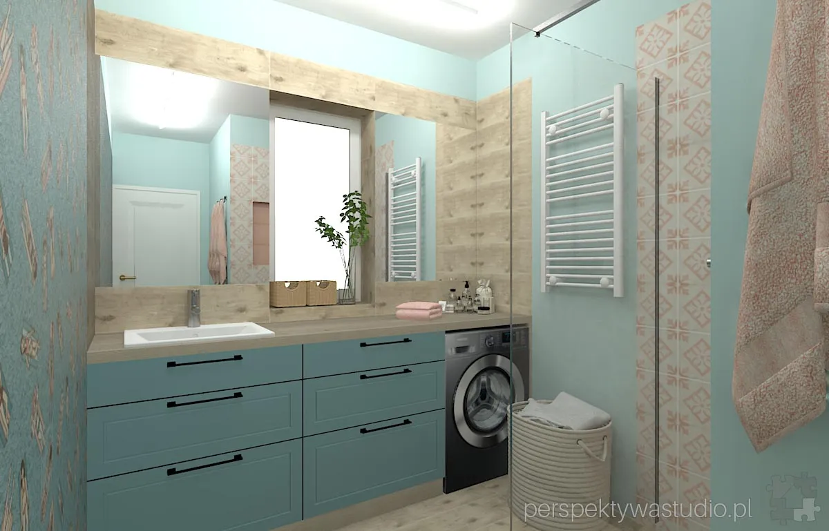 projektant wnetrz Lublin perspektywastudio.pl projekt lazienki art nouveau pink 6