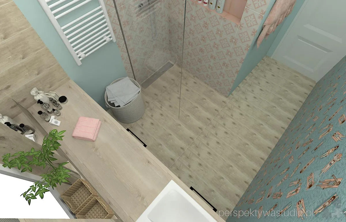 projektant wnetrz Lublin perspektywastudio.pl projekt lazienki art nouveau pink 8