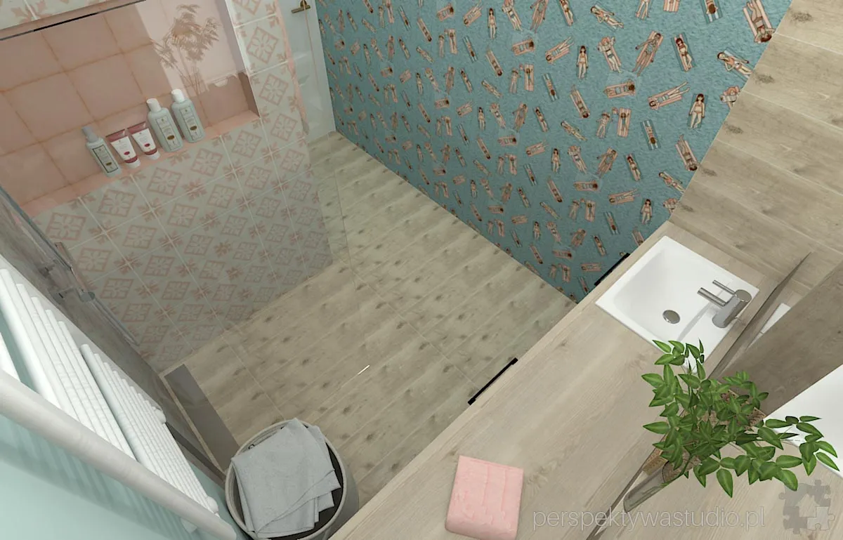 projektant wnetrz Lublin perspektywastudio.pl projekt lazienki art nouveau pink 9