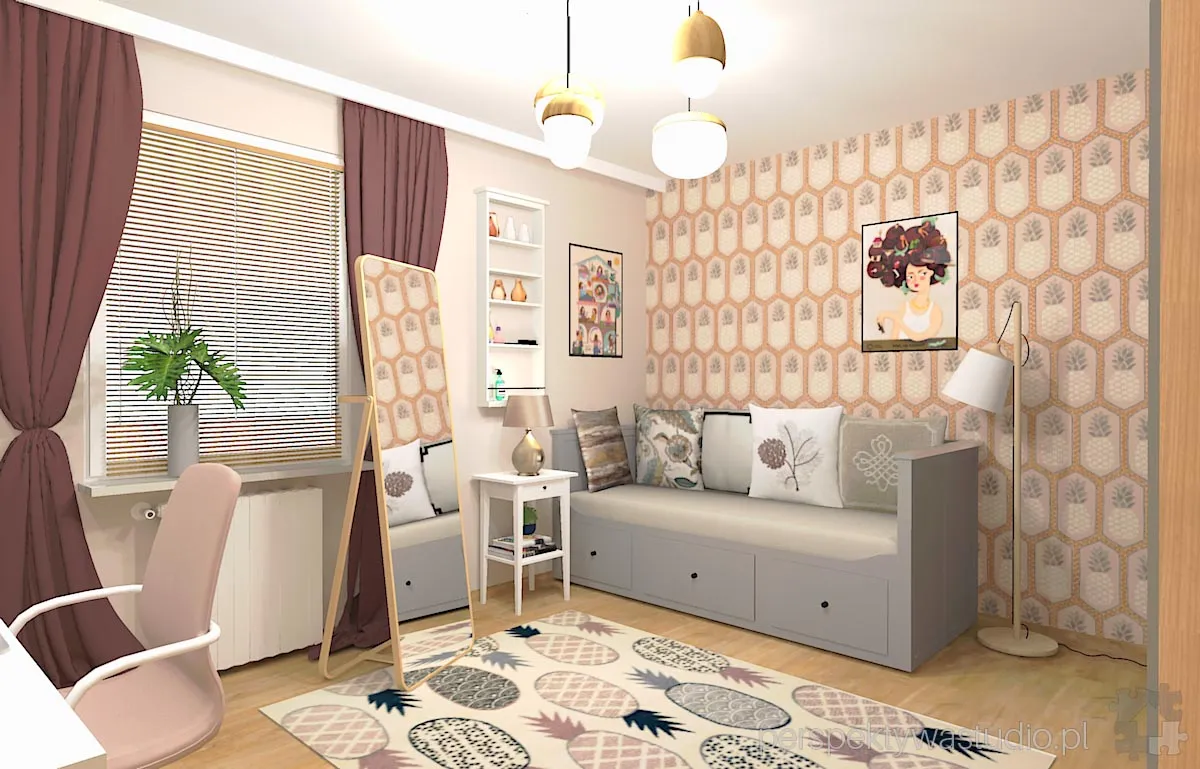 projektant wnetrz Lublin perspektywastudio.pl projekt pokoju dzieci ananasy 2
