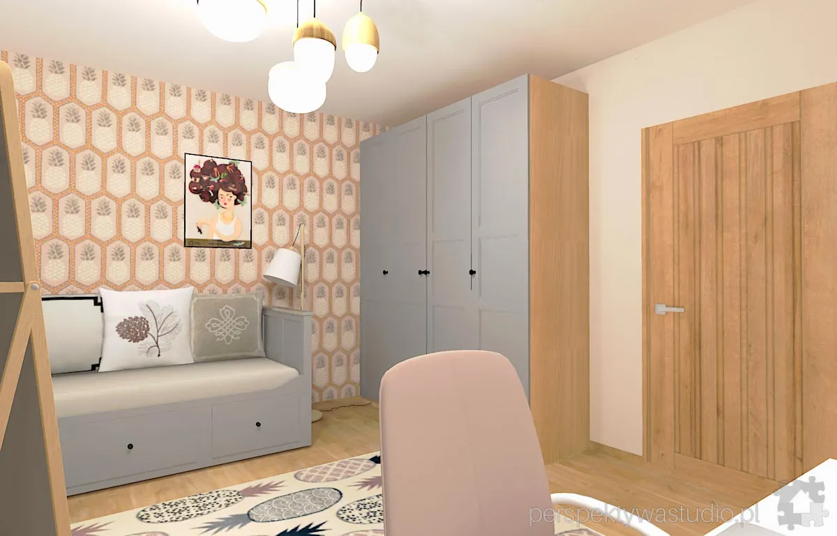 projektant wnetrz Lublin perspektywastudio.pl projekt pokoju dzieci ananasy 3